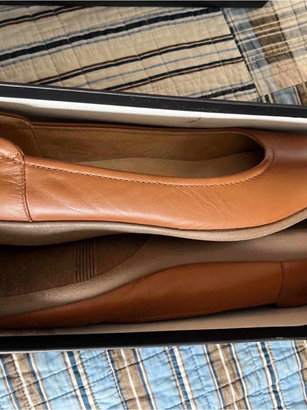 NIB Naturalizer Flexy Leather Ballet Flats Saddle Tan 10M